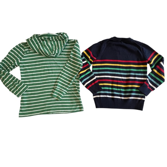 Primary Green and Navy Striped Kids Hoodie and Sweater - Picture 2 of 4
